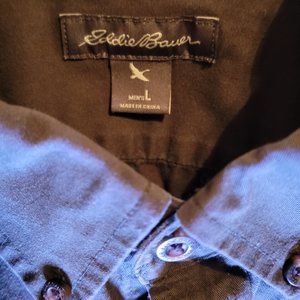 Eddie bauer mens L cotton Long sleeve khaki green